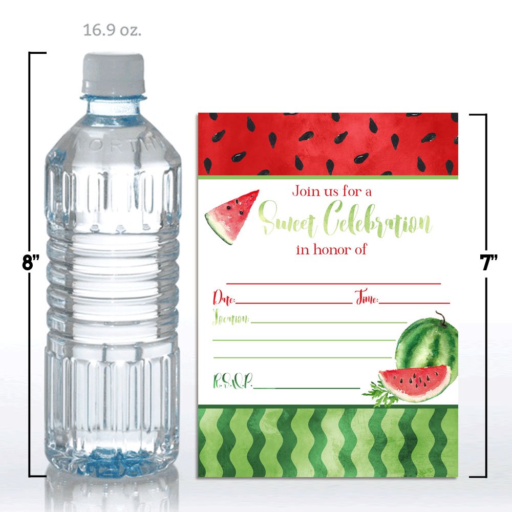 Wassermelonen-Geburtstagseinladungen – 20 Stück, 12,7x17,8cm, Inkl. Weiße Umschläge