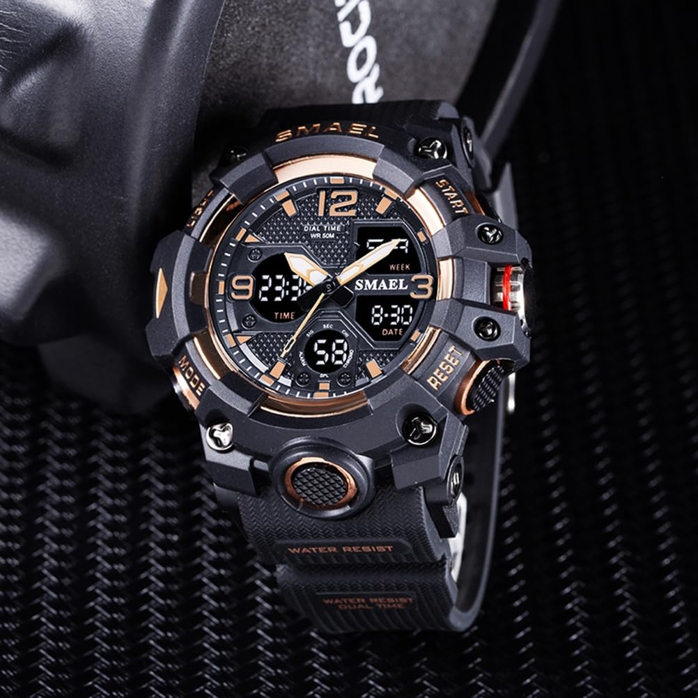 Montre Homme Montre Digital Sport Homme M Ilitaire Étanche,Grand Écran Analogique Digital Montre avec Alarme,LED,Montres Bracelets Multifonctions