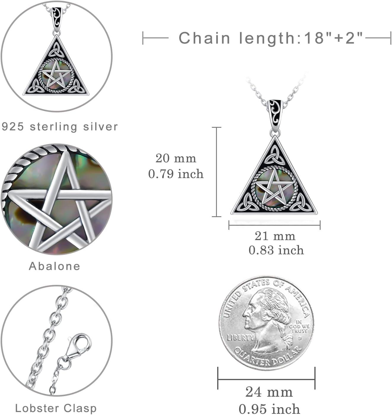 Pentagram Necklace 925 Sterling Silver Celtic Knot Pentacle Pagan Necklace for Women Wiccan Pagan Jewelry Gifts for Women Men - Image 4