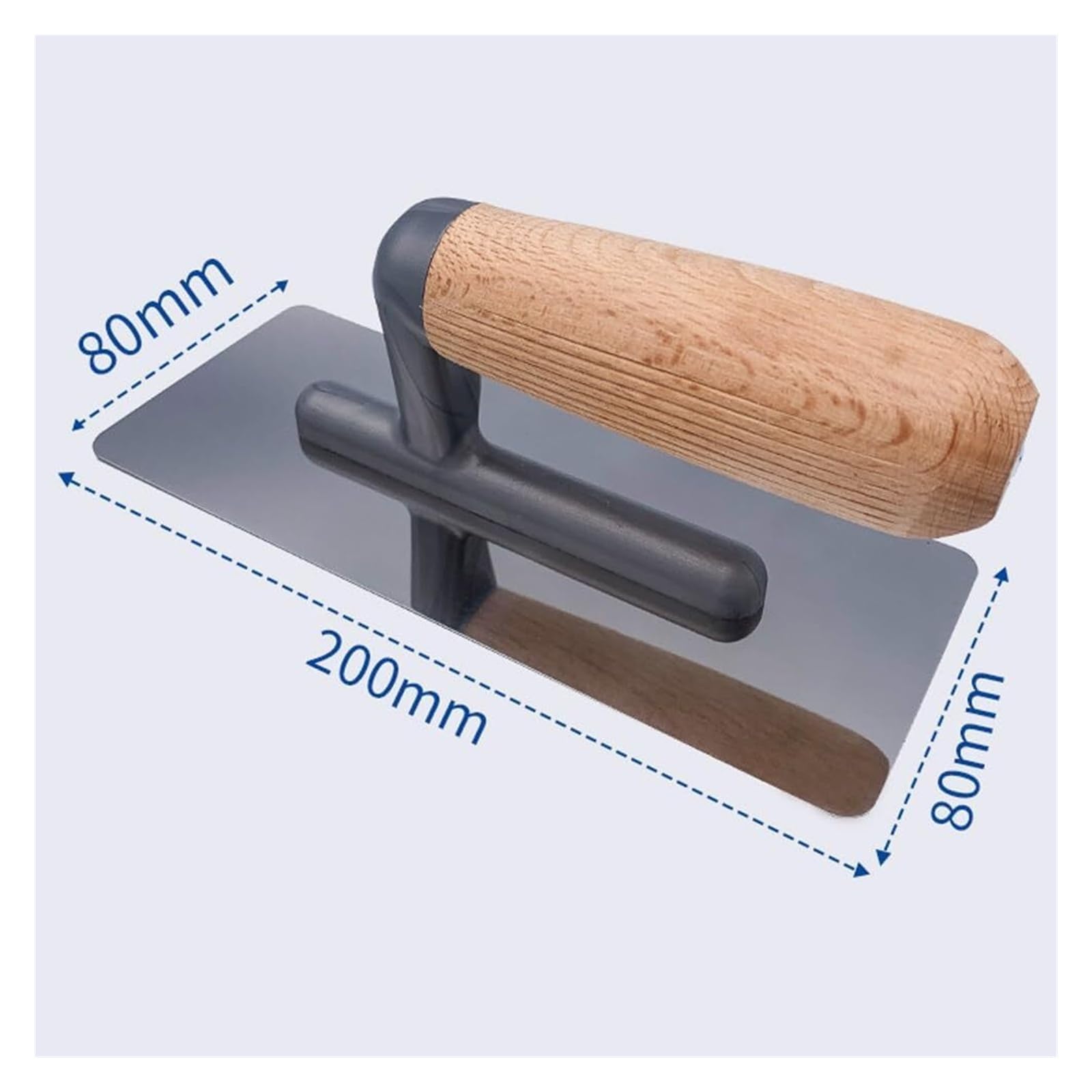 outils pour béton, Truelle de plâtrage - Seau Outil maçonnerie Poignée en bois acier inoxydable(Rectangle)