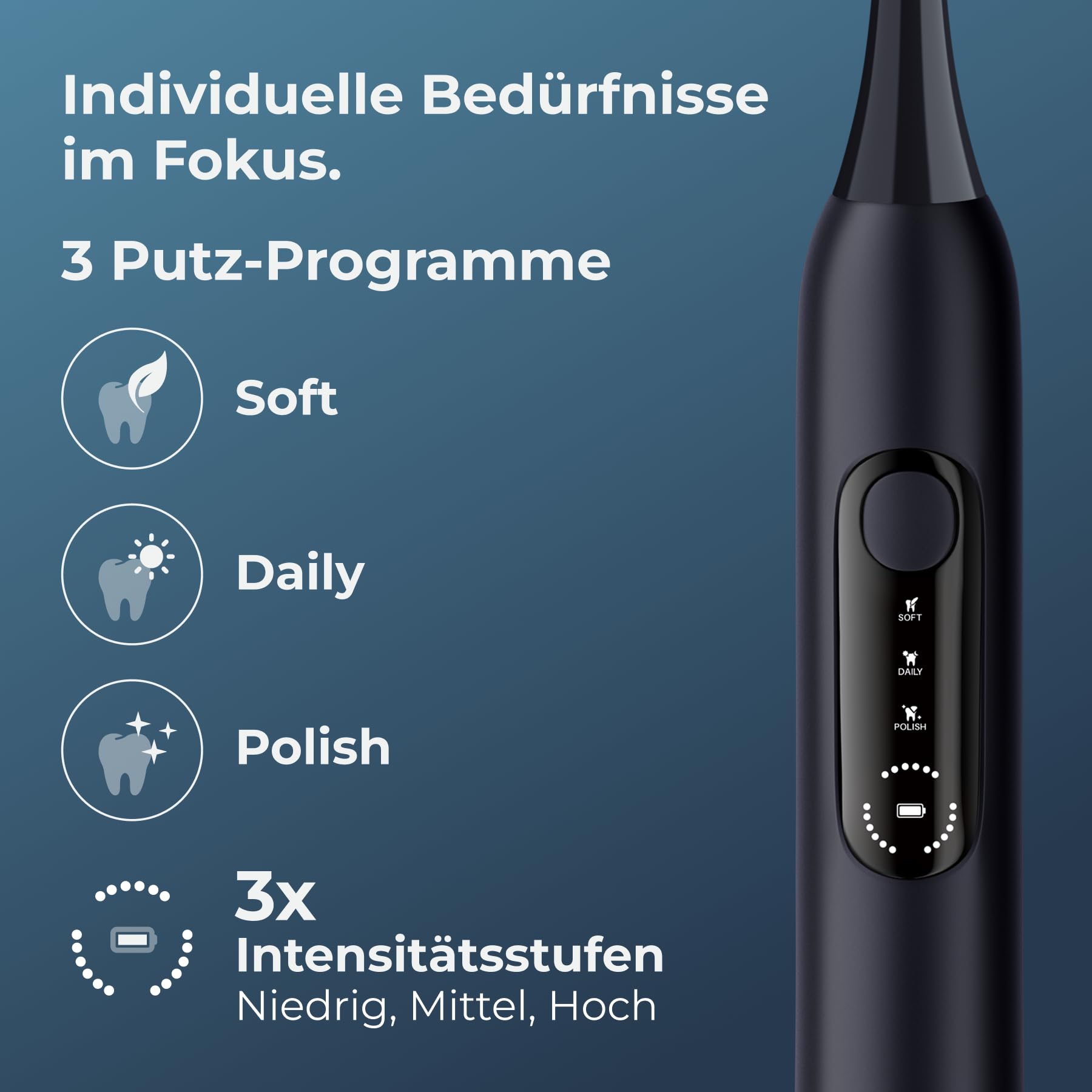 P1 Pro Brosse à dents électrique, sonique, avec capteur de pression pour un brossage sûr, batterie de 60 jours, Midnight Blue