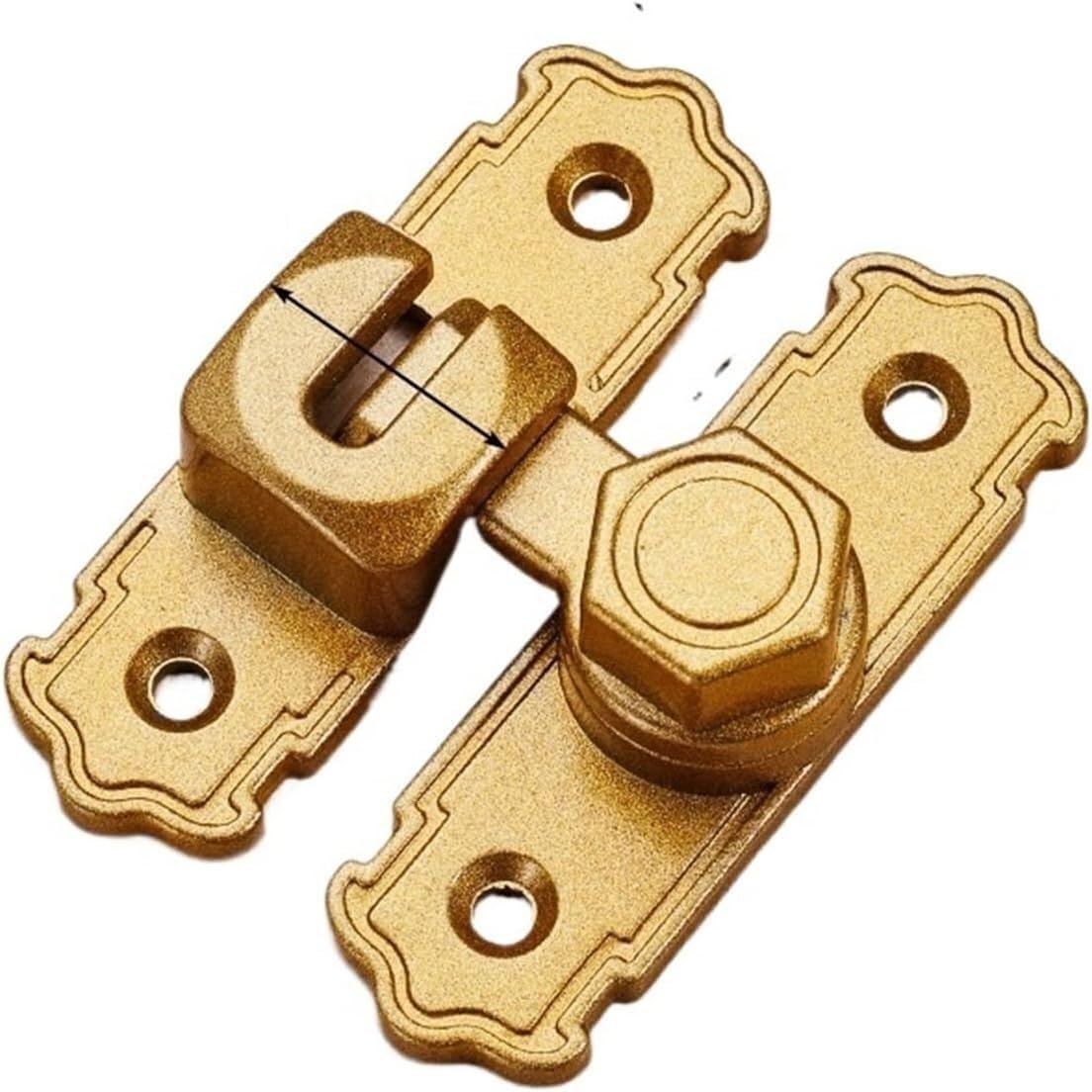 Barn Door Latch,1PC Gate Swing Slide Lock, Right Angle Bolt 90 180 Degree Toggle Sliding(Gold)