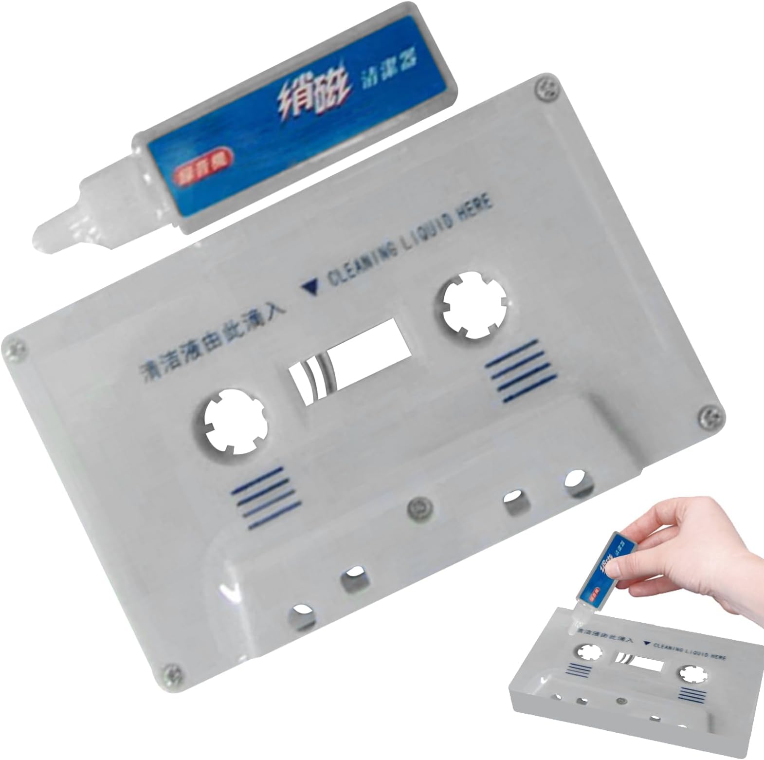 Genérico Cassette Cleaner Cleans and Demagnetizer Heads for Audio Maintenance Kit with Dust Remover Radio Recorders Automatic Use