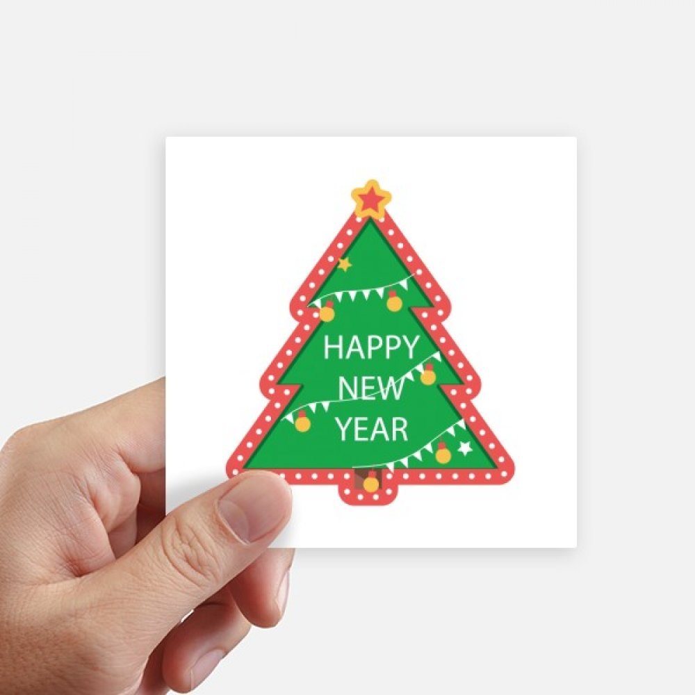Autocollant Joyeux Noël Arbre Carré 10cm DIYthinker Lot 8 Pcs