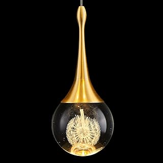 Modern LED Pendant Light for Kitchen Island, Dimmable Gold Teardrop Crys...