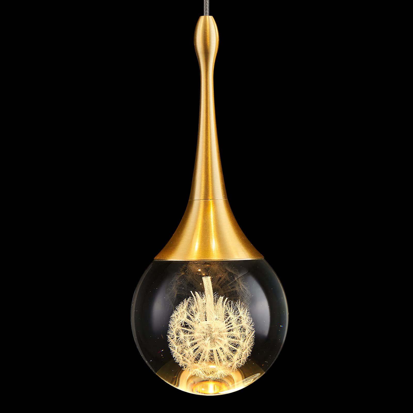 AIRYPHANT Modern LED Pendant Light for Kitchen Island, Dimmable Gold Teardrop Crystal Ceiling Pendant Lighting for Dining Room Bedroom Bathroom Hallway Entryway 3000k Warm White