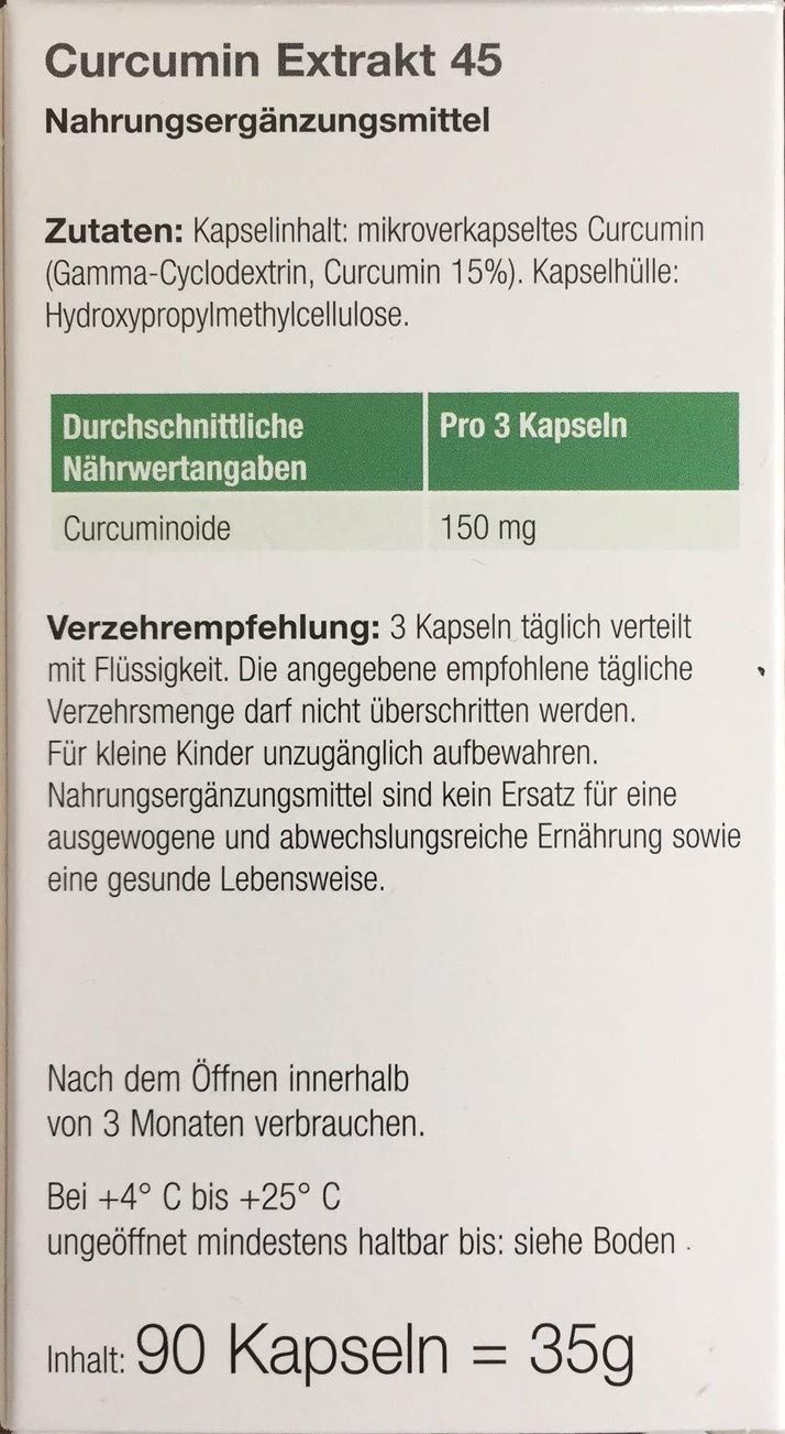 Dr. Wolz Curcumin Extrakt 45, 3 x 90 Kapseln