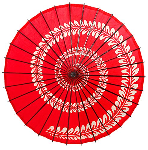 ILuvic 和傘 番傘 紙傘 踊り傘 日傘 舞踊小物 桜吹雪 和風日傘 飾り用 防水 手作り 80*84cm 和服 長傘 紫 赤 花柄 和柄 コスプレ 花火 インテリア（30色）