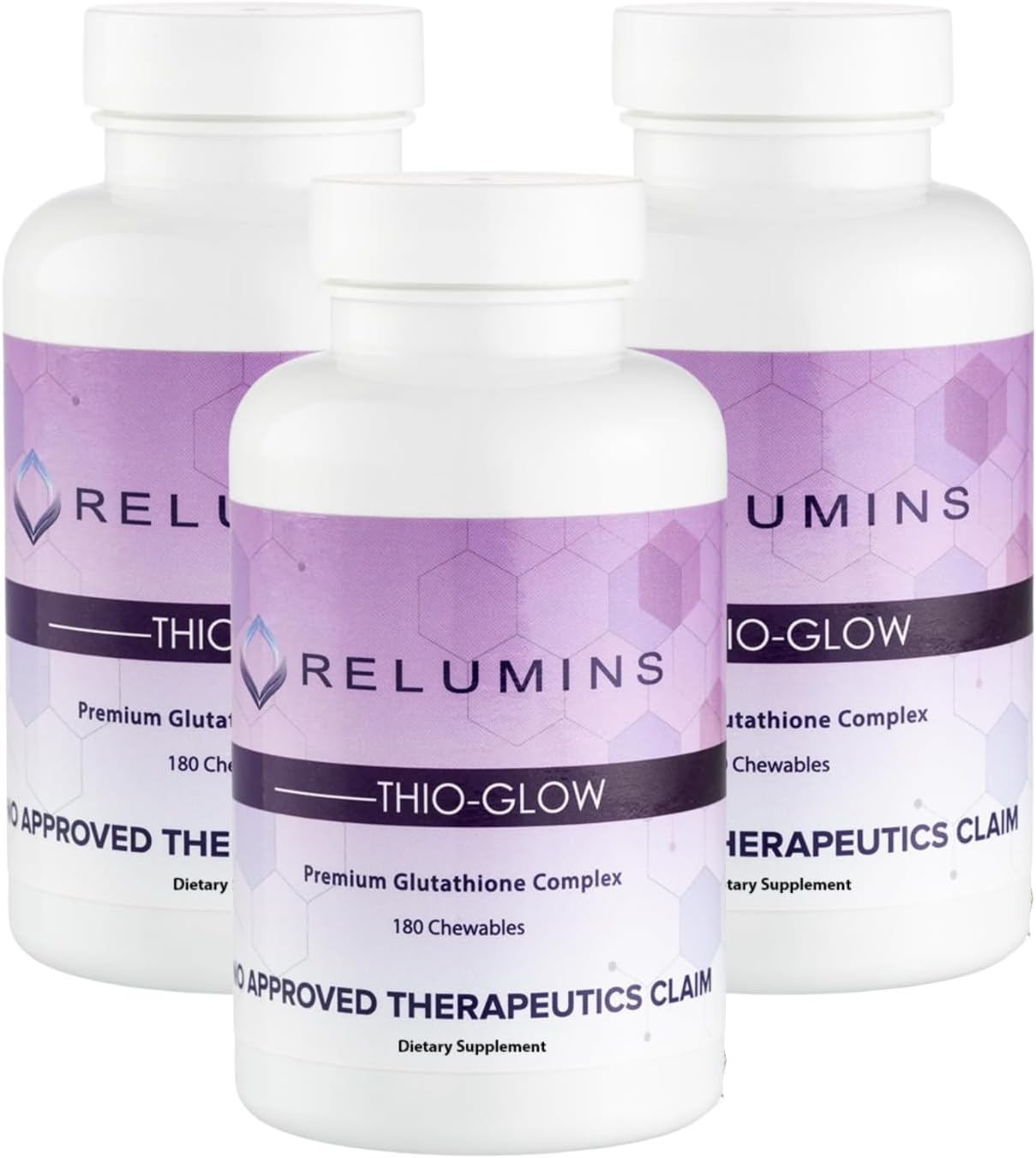 Relumins Thio-Glow Chewable Sublingual Glutathione Complex with Biotin, VIT C & E, Plus Grapeseed Polyphenols – 330mg Gluta Per Serving – 4X Effective, Ultimate Wellness Gift for Moms x 3 Bots