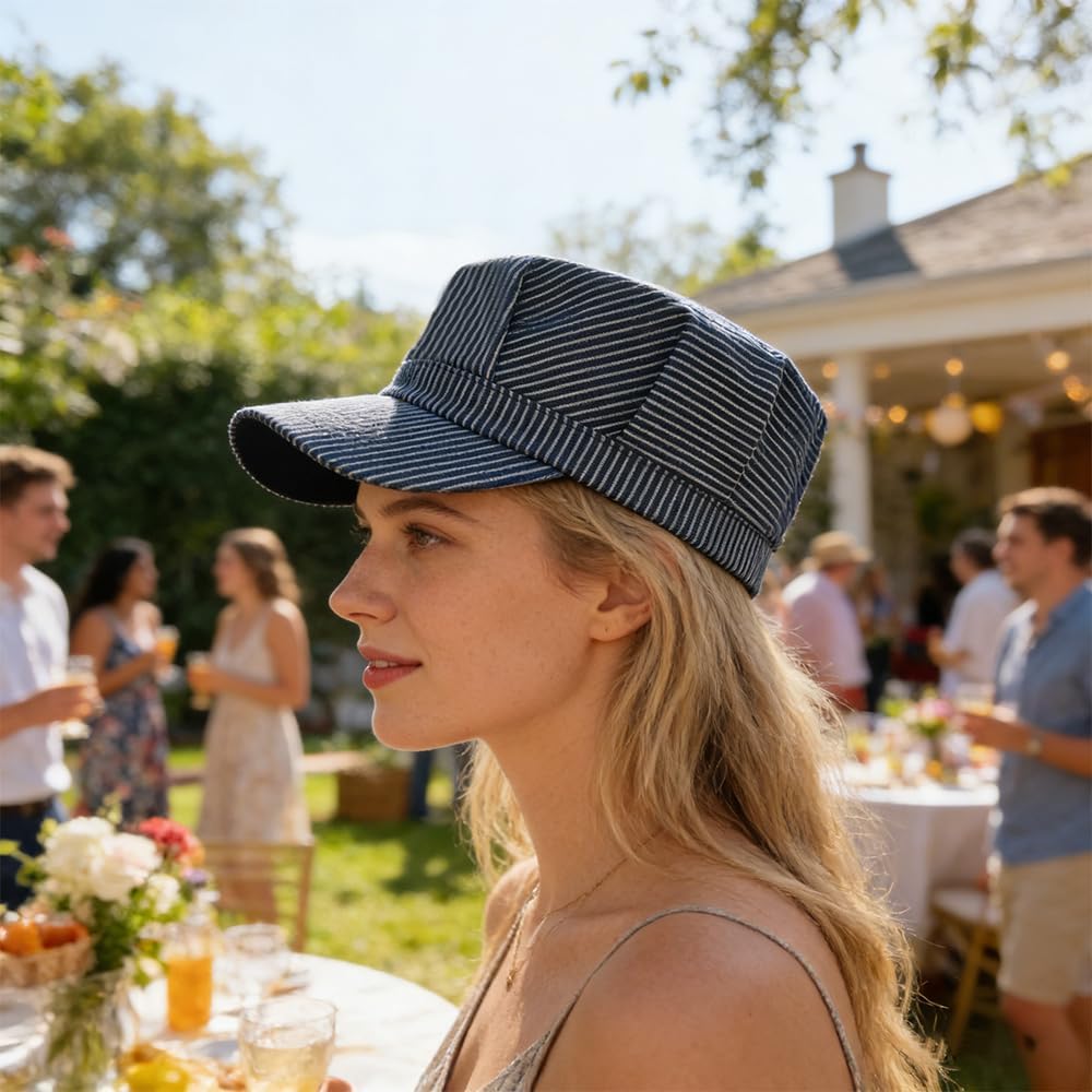 Train Conductor Hat Railroad Engineer Hat Suitable for Matching Denim Overalls for Men and Women - Image 8