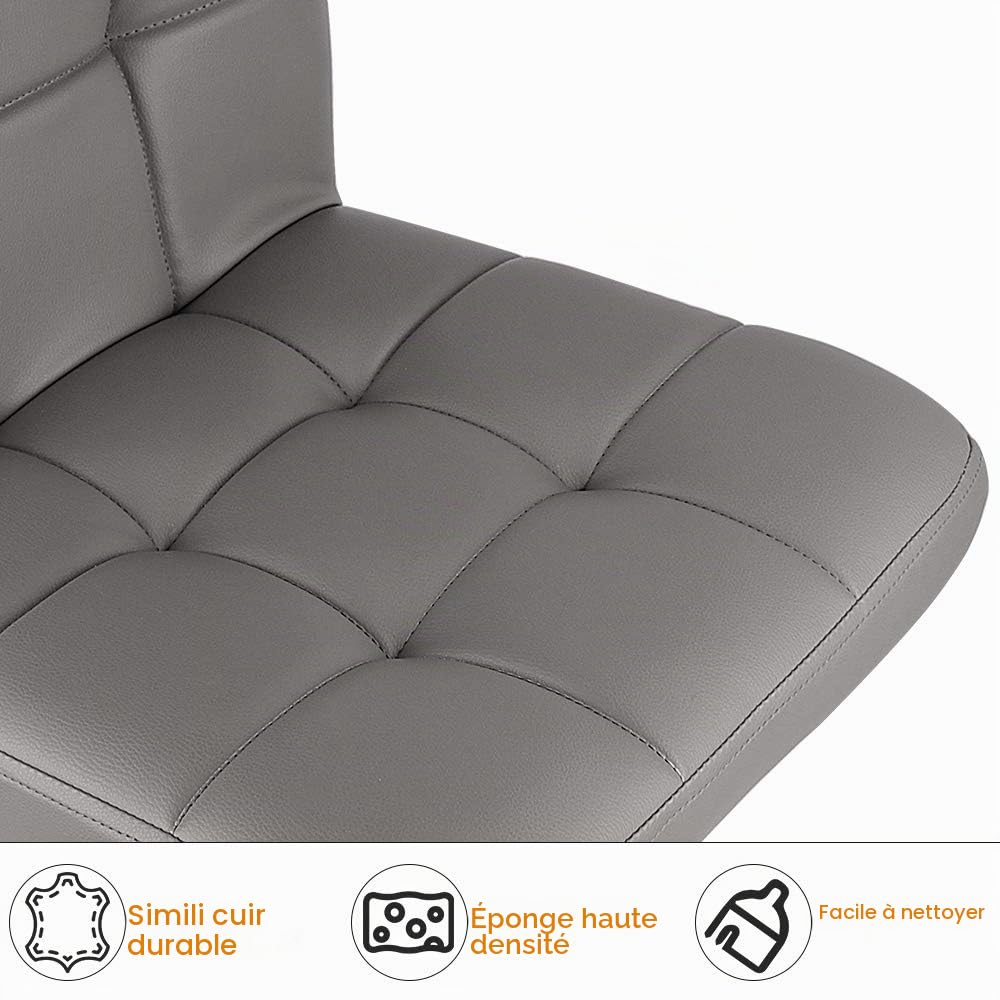 bigzzia Tabouret de Bar Lot de 2, Rotatif sur 360°,Chaise de Bar Réglable en Hauteur avec Similicuir, avec Dossier et Repose-Pieds, Convient pour Cuisine, Comptoir, Bar (Gris)