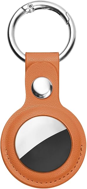 Ainiv Etui ochronne na Apple Airtag, pomarańczowe etui na klucze ze skóry PU, uchwyt Airtags, osłona AirTags, uchwyt na etykietę powietrzną, lokalizator obroży dla psa, kota, lokalizator kluczy