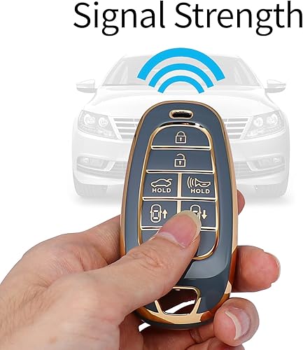 Miniatura 4 de Funda para Llavero Hyundai de 7 Botones con Llavero de Cuero TPU Suave Protección de 360 Grados Funda Carcasa Portador para Llave de Automóvil