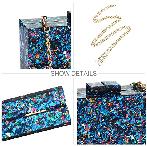 Image of Gets Acrylic Purses and Handbags for Women Multicolor Perspex Geometric Patterns Box Clutch Banquet Evening Crossbody Handbag