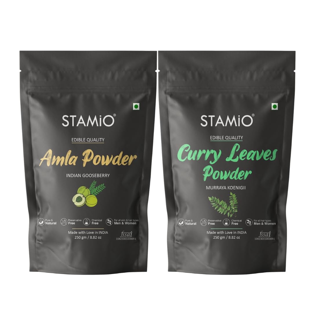 Hair Care 2 Products Combo 500 gm - Amla and Curry Leaves Powder for Mask, Pack, Anti-Dandruff, Shine | Natural Powders Kit | In Pouch (250gm X 2)-picture-19