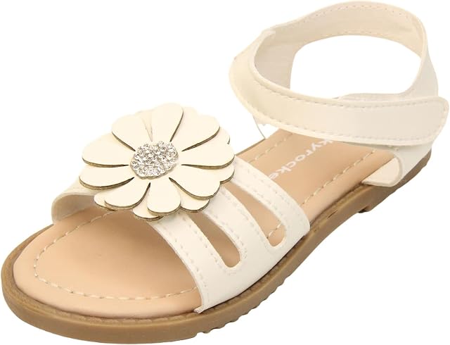 Skyrocket Kids Childrens Toddler Girls Sandals Summer Holiday Wedding Flower Rainbow Memory Foam Fancy Sandals Footwear for Toddlers Flower Girl Shoes Girls Party Shoes Pink