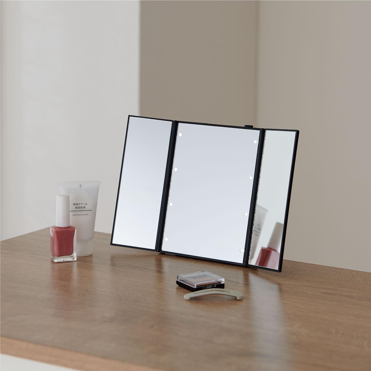 ❤❤ジャンク品　卓上ミラー　折りたたみ　ブラック リアルスタイル REAL STYLE 卓上ミラー 折りたたみ 大きい おしゃれ 鏡