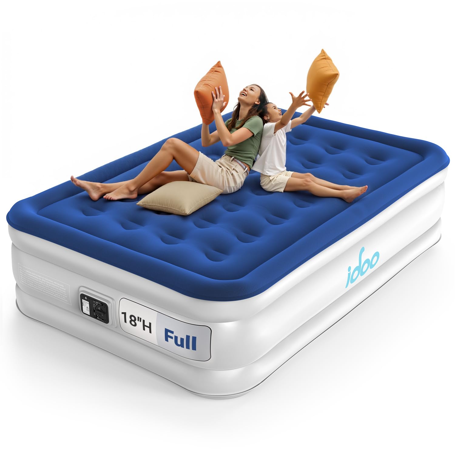 iDOO Air Mattress Full with Built in Pump, Upgraded Blow up Mattress Full, Inflatable Mattress for Home Camping and Guest Bed, 2-Min Portable & Comfortable Air Bed, Colchon Inflable
