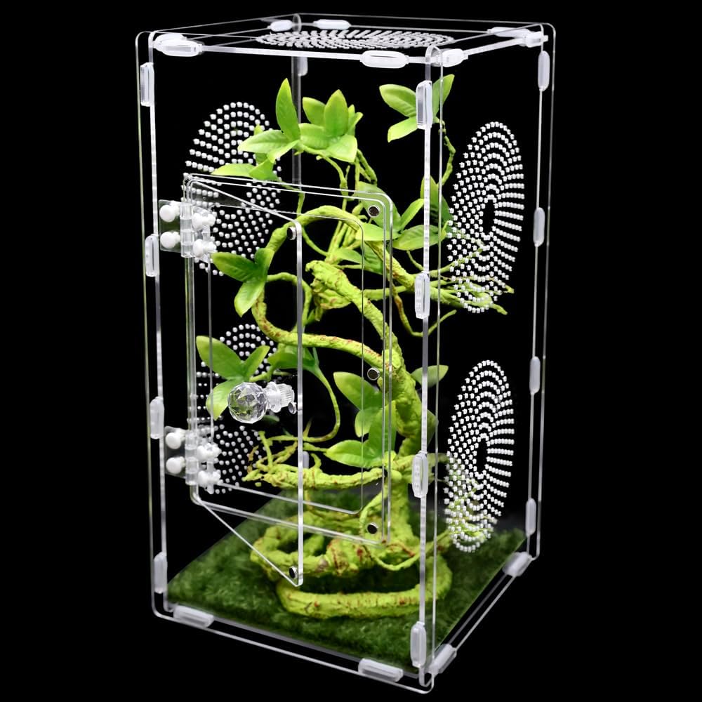 Large Jumping Spider Enclosure, Tarantula Enclosure with Front Opening Door, Spider Enclosure for mantises, Lizards, Frogs and Insects. (6x6x12 Inch, Assemble)