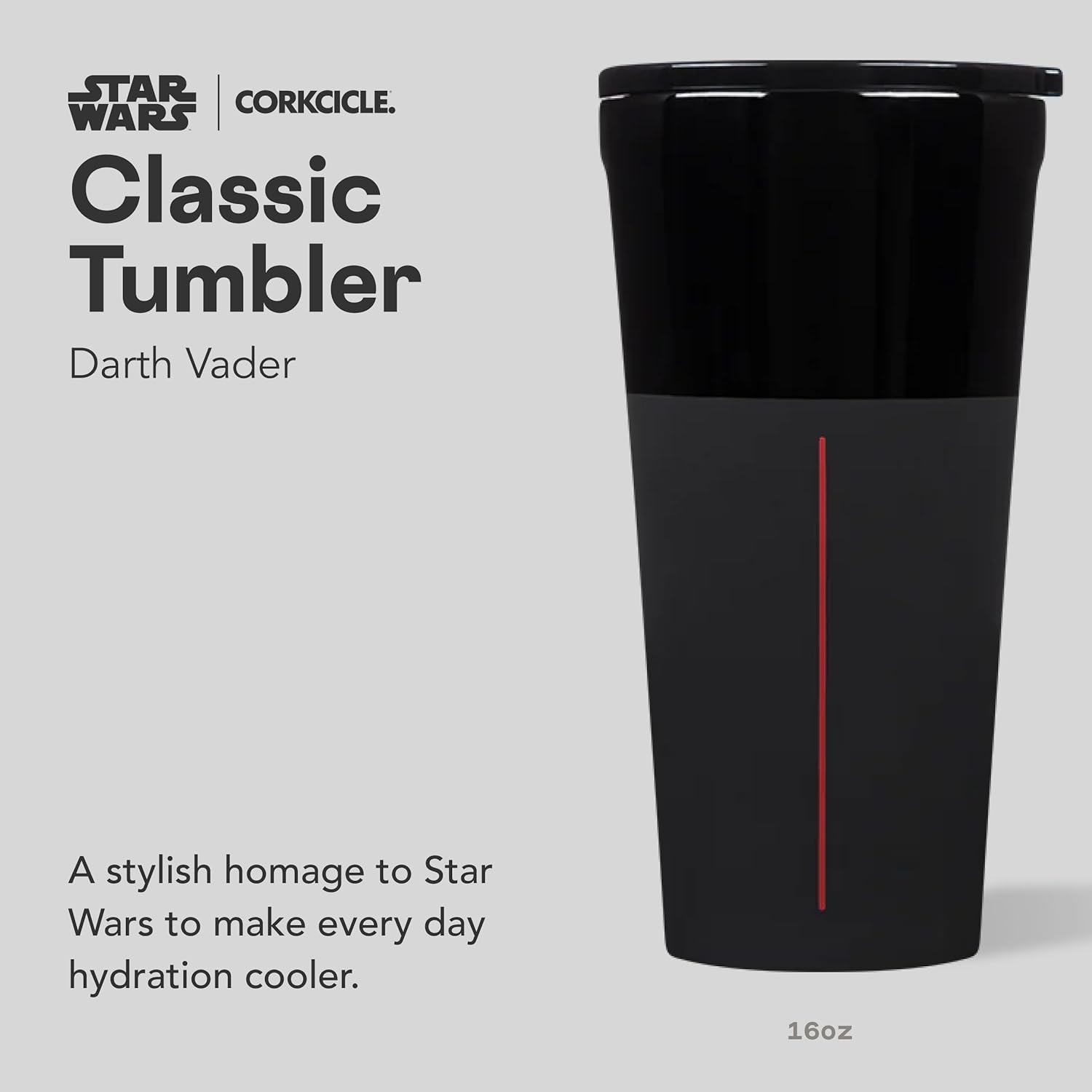 Corkcicle Disney Tumbler - Triple-Insulated Stainless Steel - Keeps Drinks Cold 9 Hours - Spill-Proof Lid - Reusable - Summer Drinkware Gift - Keeps Drinks Ice Cold - 16 oz - Darth Vader - Image 2