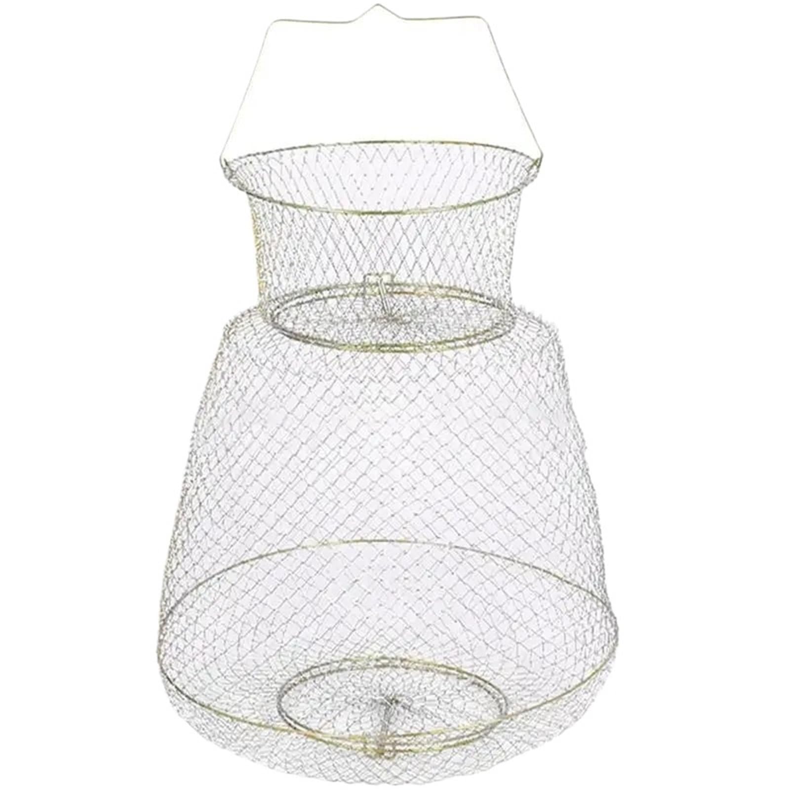 Cesta De Pesca Plegable Malla De Hierro Flotante Plata 48x30cm