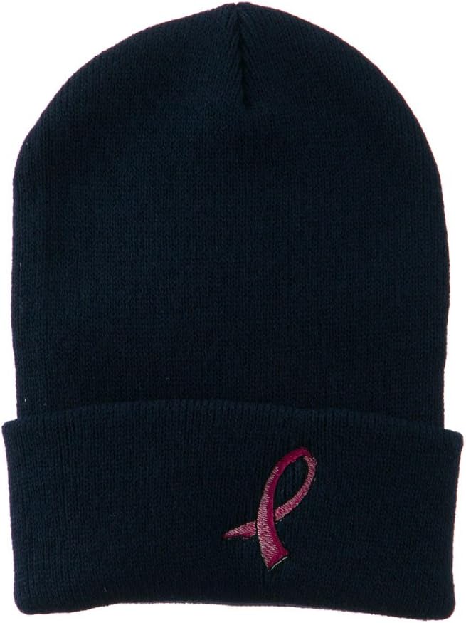 e4Hats.com Hot Pink Breast Cancer Logo Embroidered Long Beanie