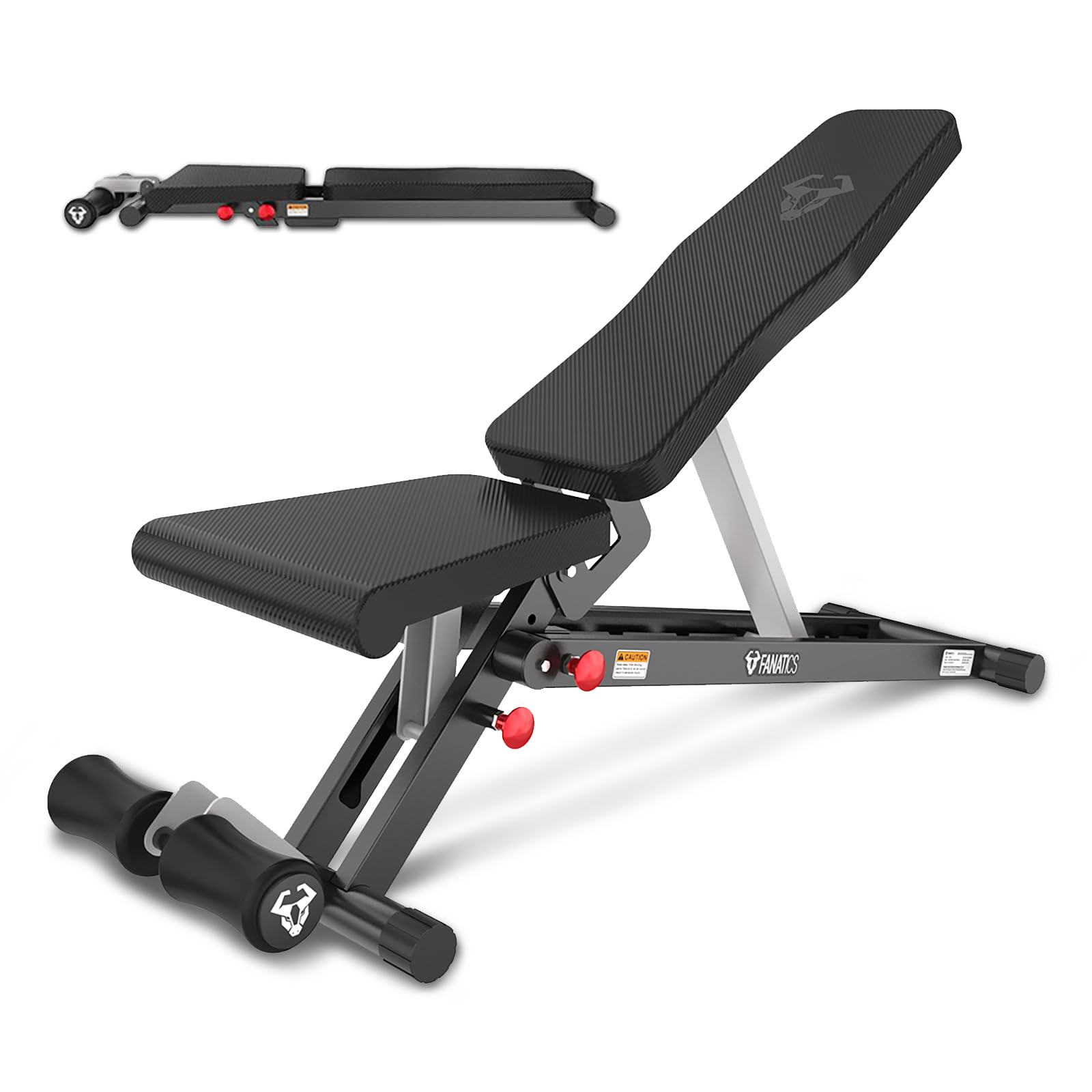 FANATICS Adjustable Foldable Weight Bench for Bench Press Back Extension Bench with Wheels Extended Backrest 2000LB Weight Capacity Limit FB150