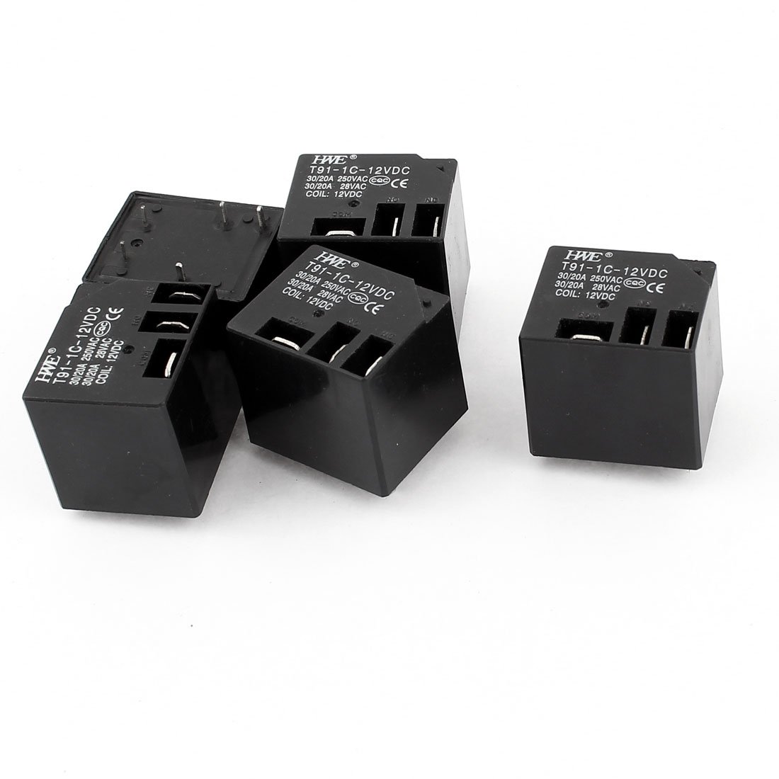 AQHYEBNSR T91-1C-12VDC PCB Mounting 5pins Electric Power Relay DC 12V Coil 5 Pcs