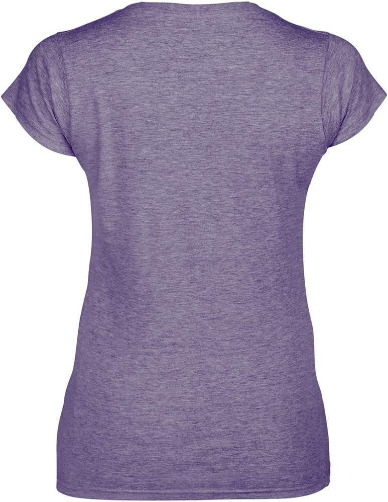 Gildan Ladies Soft Style Short Sleeve V-Neck T-Shirt (S) (Dark Heather) - Image 3