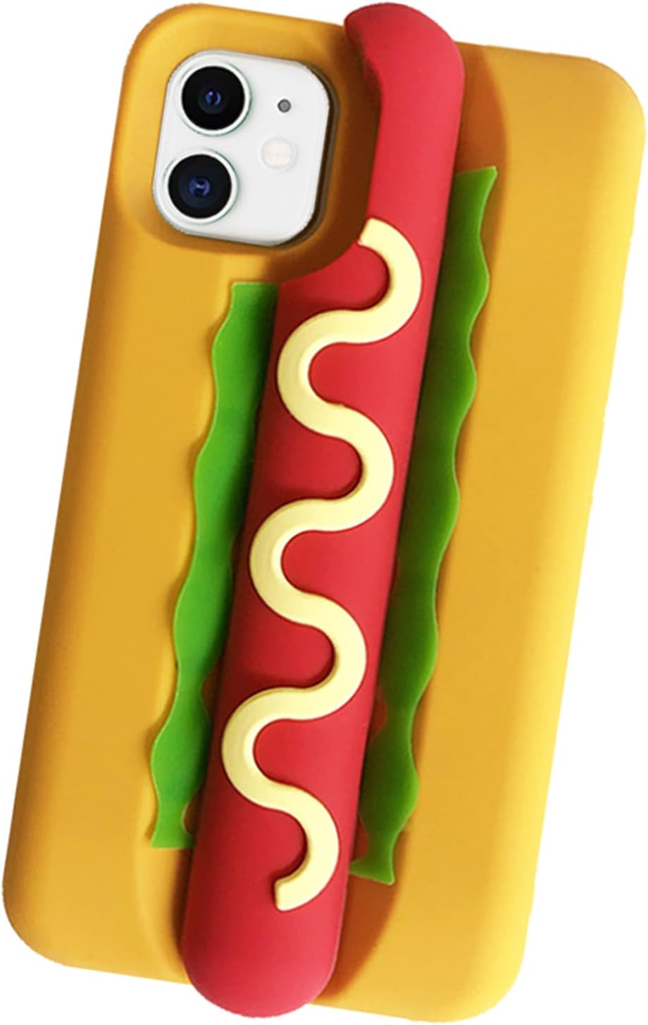 3D Case Compatible with iPhone 13, Cute Design Cartoon Case with Camera Lens Full Protection, Thick Silicone Case Protector (iPhone 13, Hot Dog)