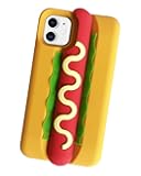 JIATAY Phone Cases for iPhone 16 Pro Max Protective Case Cute, 3D Kawaii Camera Lens Protector Cover Phone Cases Silicone Compatible with iPhone 16 Pro Max (Hot Dog)