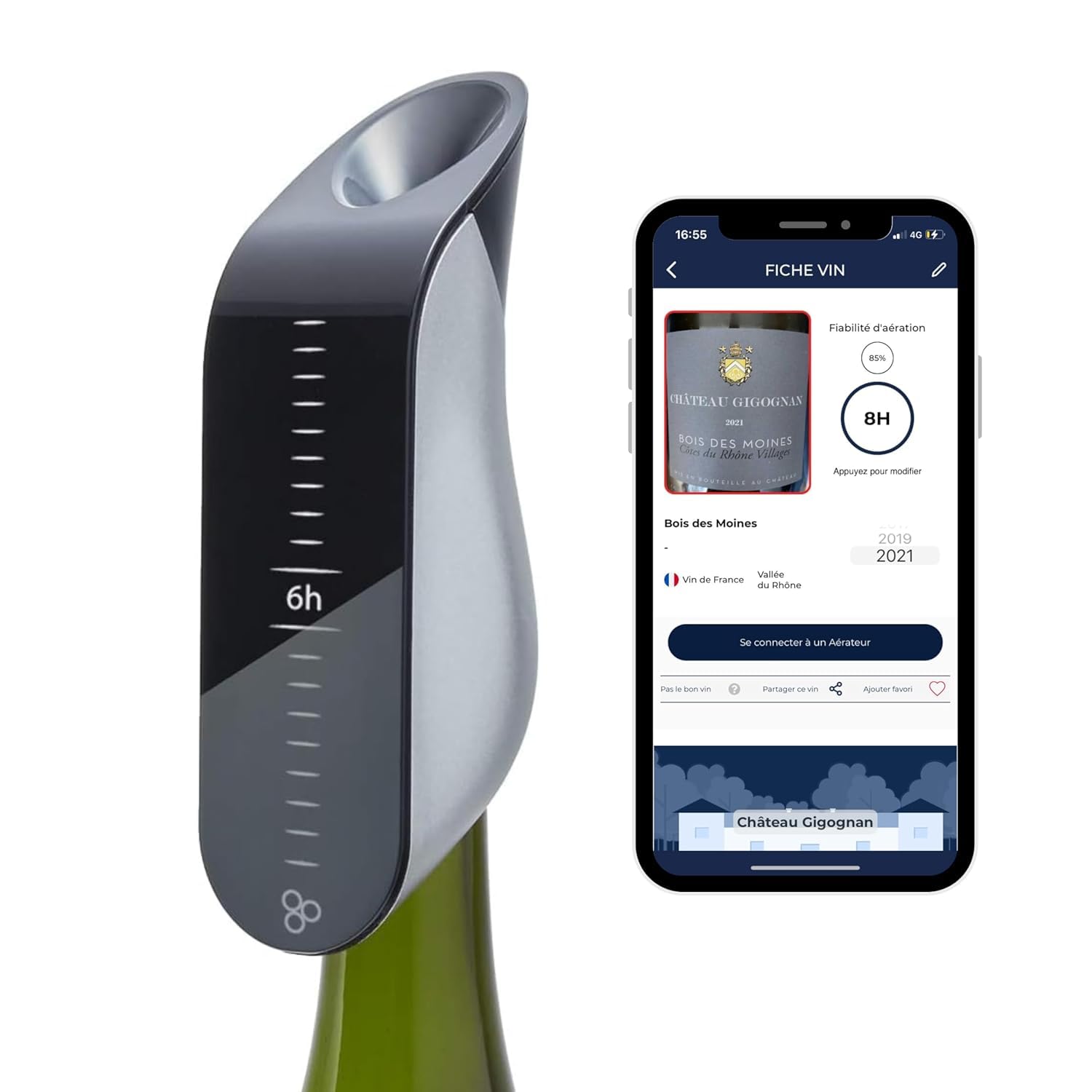 Aérateur de Vin Instantané Électrique Aveine - Décanteur de Vin avec Aération Précise pour Sublimer Vos Cépages - Technologie Innovante pour une Dégustation Parfaite - Compatible toutes bouteilles