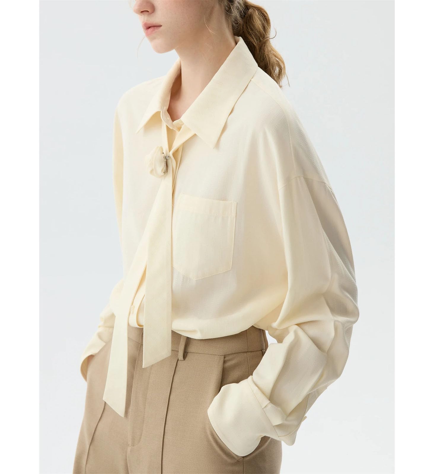 Chemise ample décontractée à rayures foncées rétro pour femme