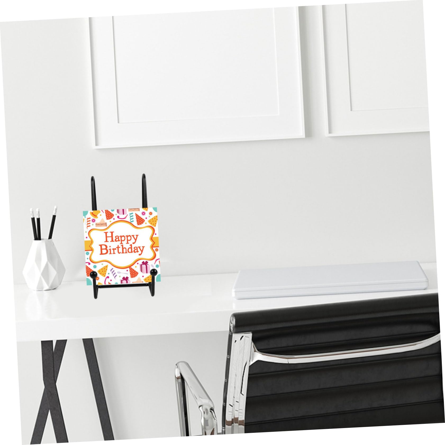 GRIRIW 2pc Metal Bookshelf Holder Frame Stand Photo Display Rack Tabletop Shelf Home Decor Anti-slip