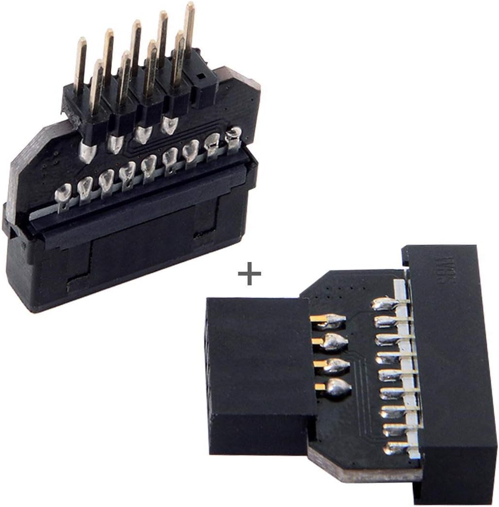chenyang 2 Pack USB 2.0 Front Panel Header 9/10Pin Male/Female to 19/20Pin Male/Female Mainboard Header Gender Changer Connector Adapter