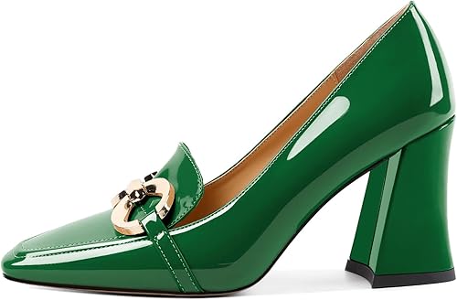 Miniatura 2 de Zamikoo Zapatos de tacón grueso para mujer, tacón alto, sin cordones, con hebilla de metal, puntera cuadrada cerrada, zapatos de vestir para el