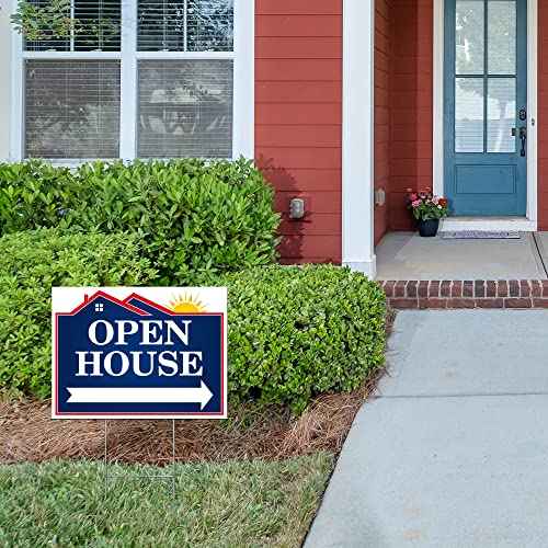Next Level Signs | Open House Yard Signs | Double Sided 24 W X 18 H Inches | Metal Ground Step H-Stake 24" X 10" | Highly Visible Weatherproof Uv Resistant Ink Corrugated Plastic Lawn Signs Outdoor New Business Open House Signage | Made In The Usa (Pack Of 3) #TOP6