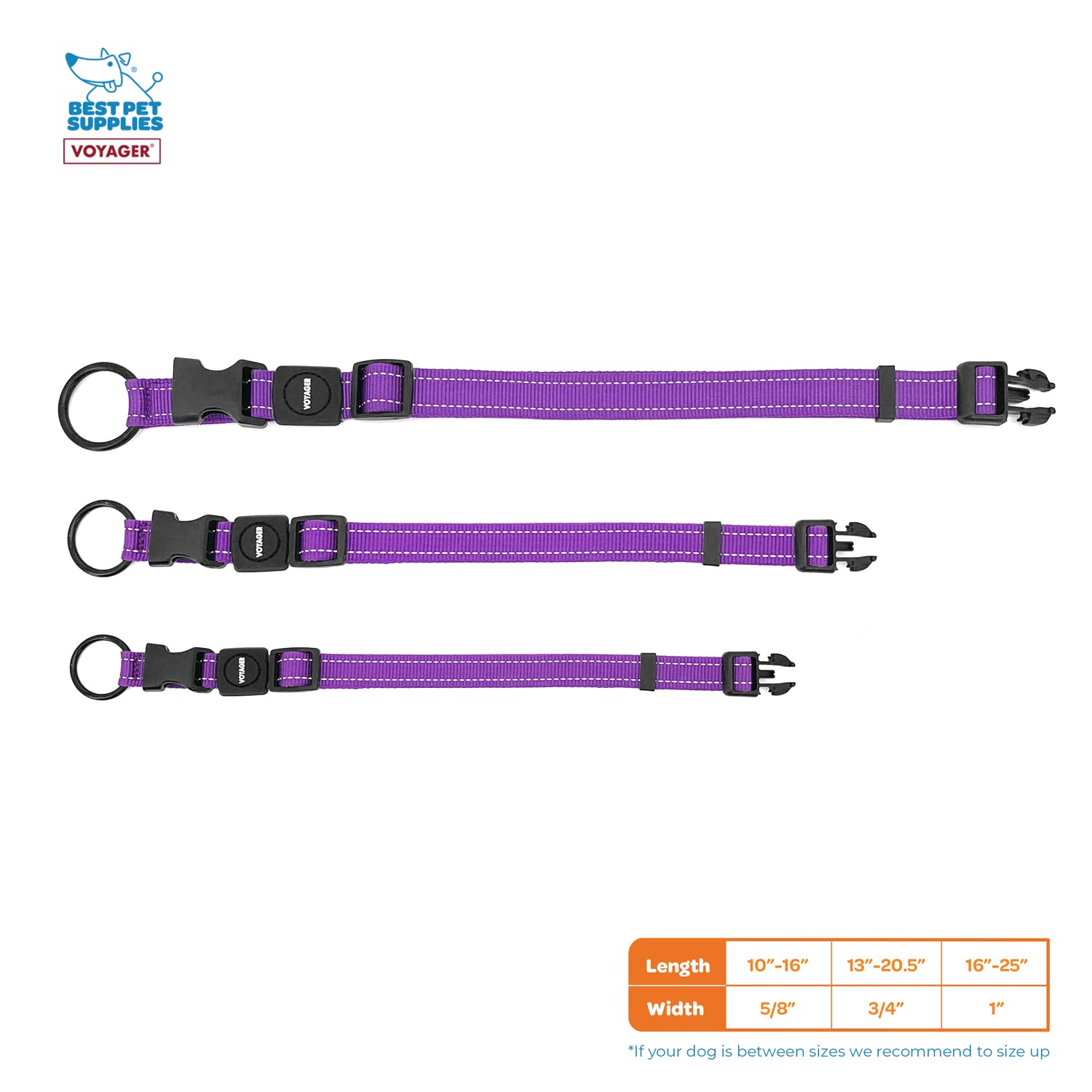 Best Pet Supplies Reflective Dog Collar with Adjustable Length, Heavy-Duty Buckle, and Strong Leash D-Ring, Training, Walking - Image 4