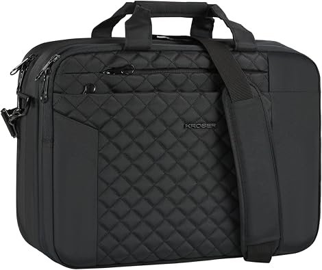 KROSER Laptop Bag 15.6 Inch Briefcase Shoulder Bag Water Repellent Laptop Bag Bussiness Carrying Handbag