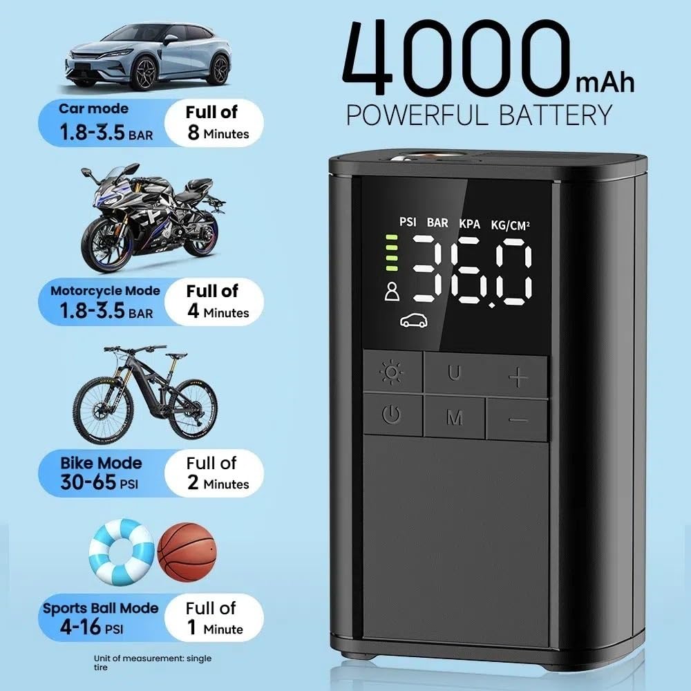 Przenośne kompresory powietrza Bezprzewodowa sprężarka powietrza 150PSI Przenośna pompka do opon samochodowych z cyfrowym wskaźnikiem LED do piłki pojazdu Bezprzewodowa pompka do opon