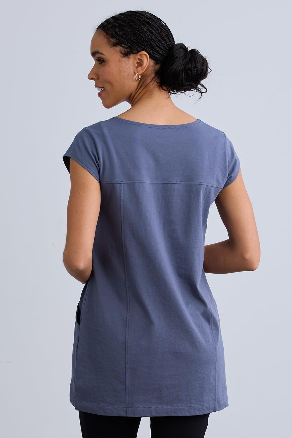 Fair Indigo Women's Organic Pima Cotton 100% Cotton Cap Sleeve Pocket Tunic - Image 4