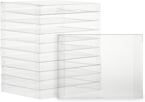 Juvale Cajas para tarjetas, 4.5 x 5.9 pulgadas, transparentes, paquete de 50, almacenamiento A2 con bisagras, embalaje de tarjetas y organizador de