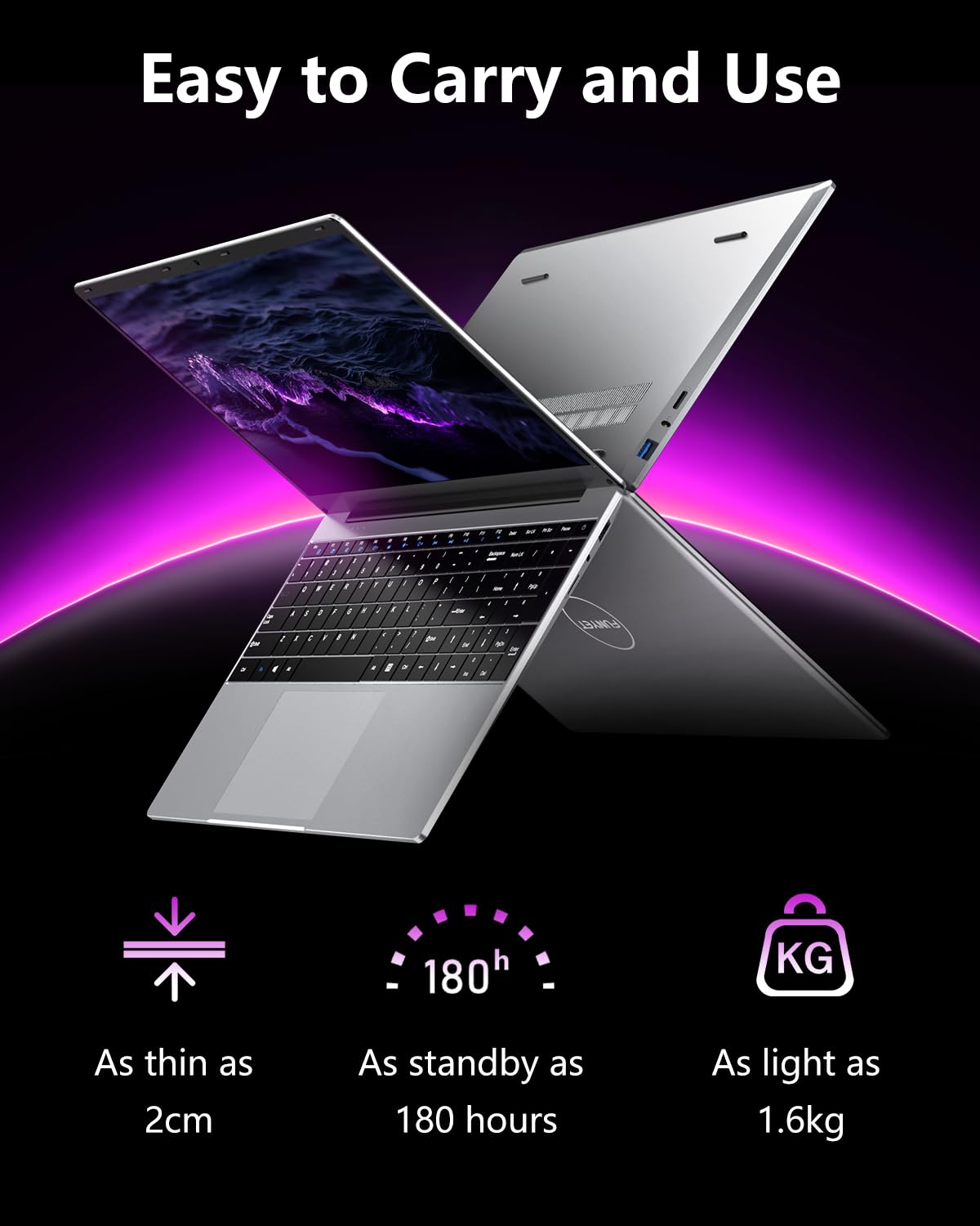 FUNYET Ordinateur Portable 15.6 Pouces Win 11 Celeron N4020 Jusqu'à 2