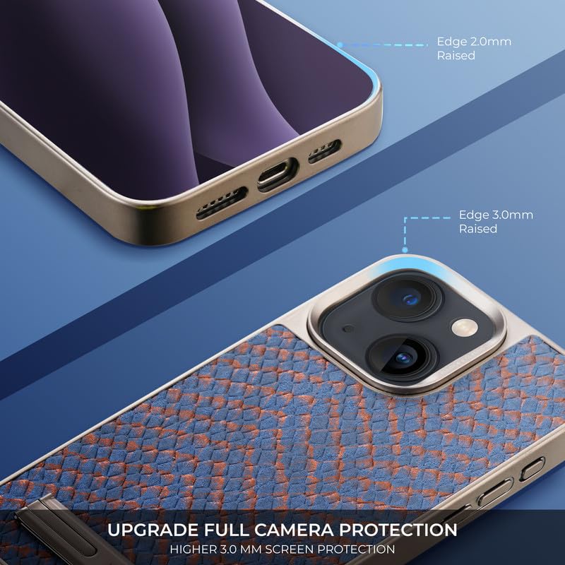 Image of PULOKA for iPhone 14 Case, Back Cover with Kickstand & Metal Camera Ring & 360 Military-Grade Protection, | Ultra Hybrid Slim Case (Blue, iPhone 14)