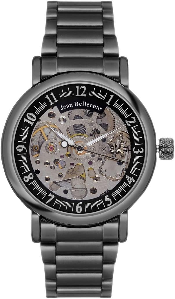 Jean Bellecour Men's Analogue Classic Quartz Watch with Stainless Steel Strap REDH3