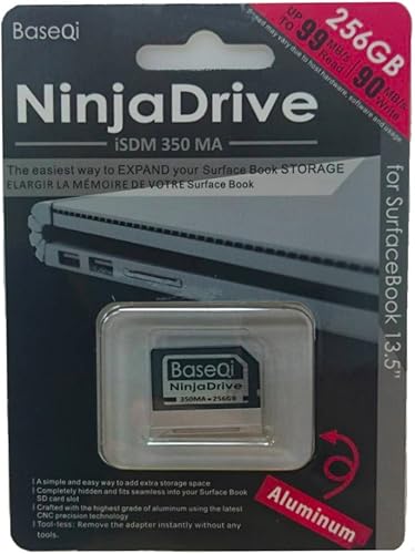 BASEQI NinjaDrive - Tarjeta de expansión de almacenamiento de aluminio de 256 GB para Microsoft Surface BookSurface Book 2Surface Book 3 de 13.5