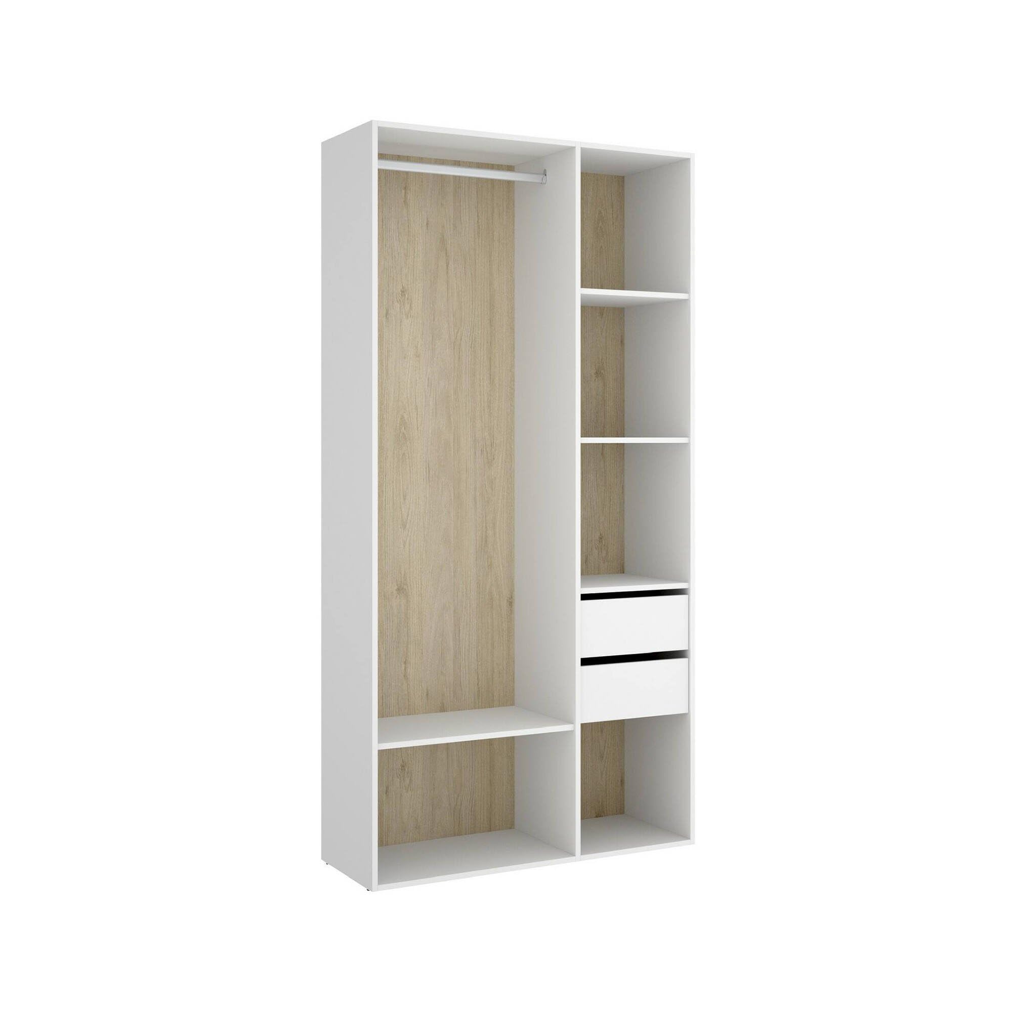 Dmora Guardaroba Grande Borla, Mobile Camera da Letto, Cabina portabiti, Armadio Appendiabiti, 98x45 h205 cm, Bianco e Rovere