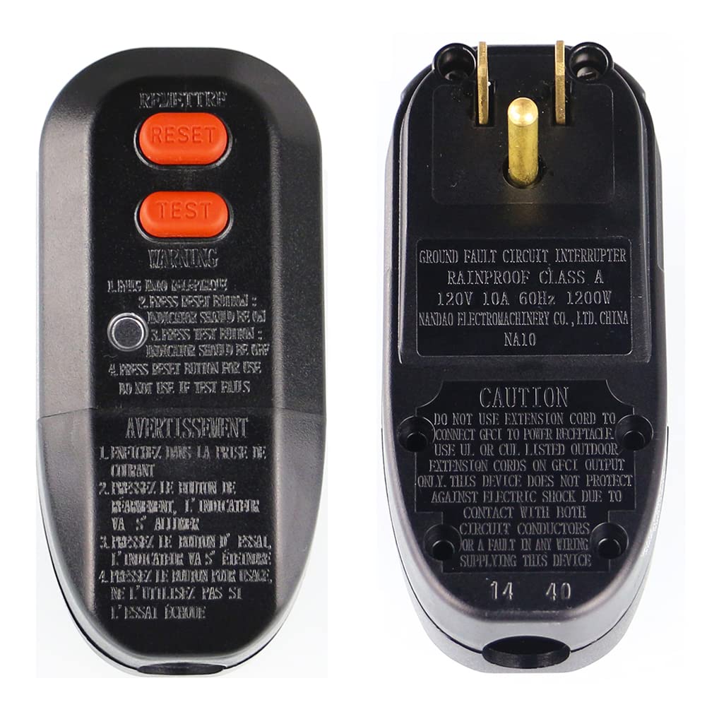 GFCI Replacement Plug Assembly,Ground Fault Circuit Interrupter Safety RCD Protection Manual Reset 15 Amp Grounded 3 Wires 3-Prongs (3-Prongs 3-Wire)