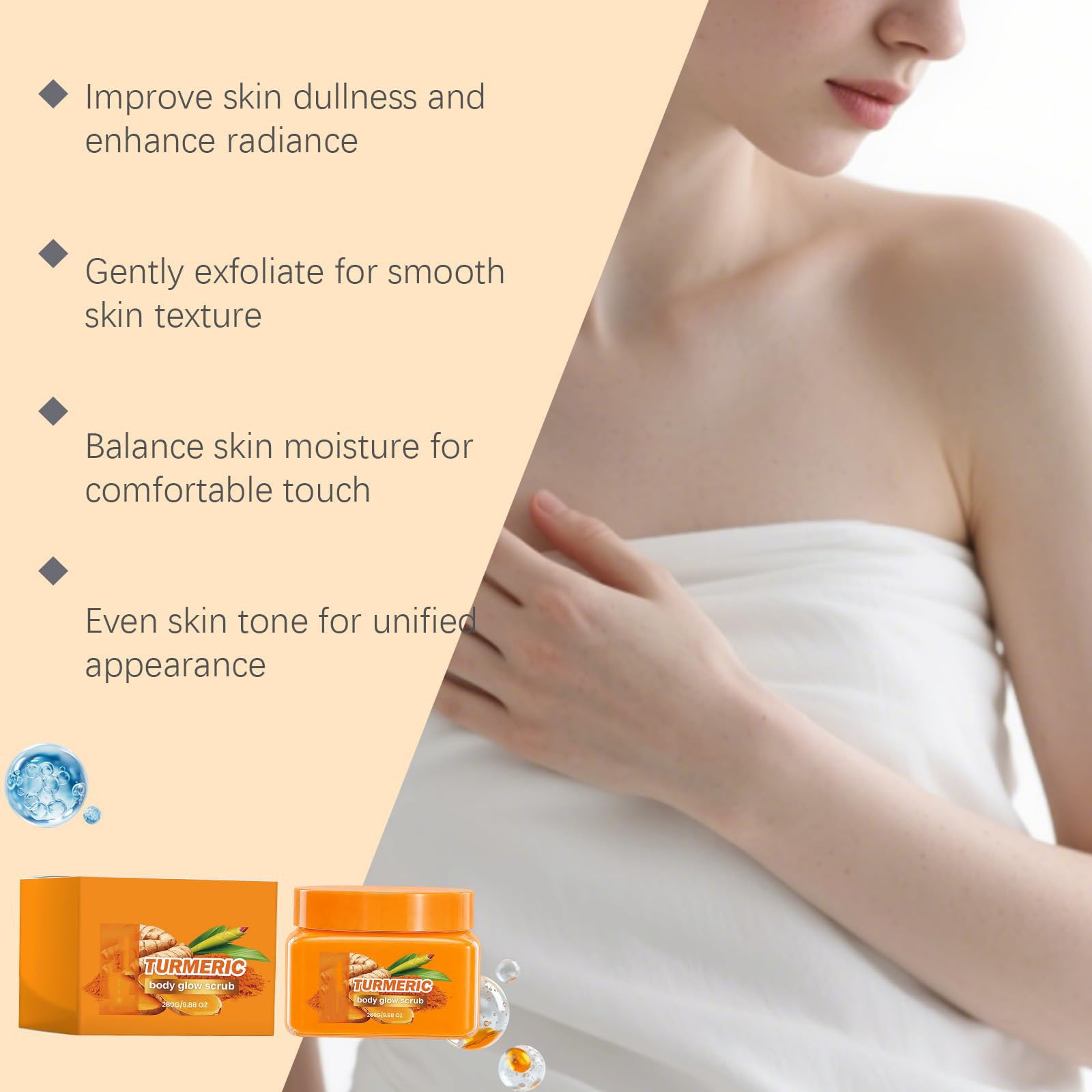 Scrub Corpo Esfoliante alla Curcuma (2 pcs) | Polish Illuminante per Pelle Ruvida e Secca, Scrub Doccia Idratante per Uomini e Donne, Pelle Luminosa e Radiante