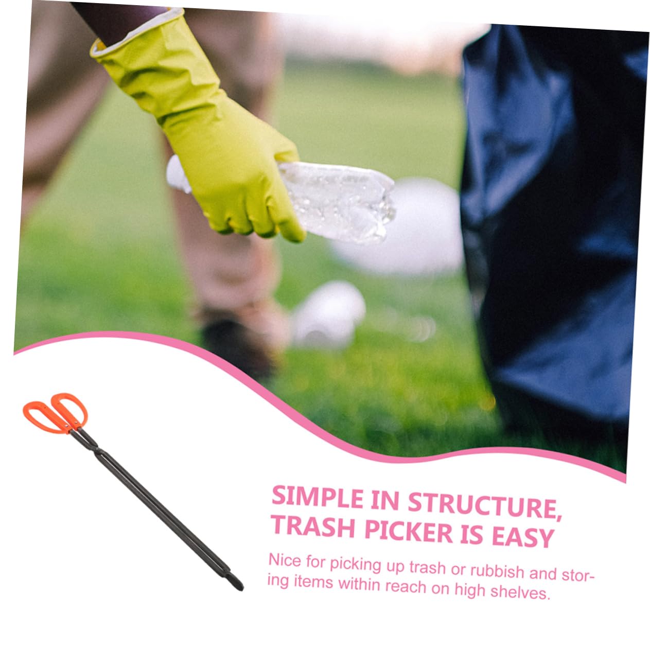 Pinza per Spazzatura 2pezzi, Manico lungo Plastico e Metallo | Raccogliere Oggetti, Uso Interno e Cucina Domestica, Utensile Versatile a Presa Semplice